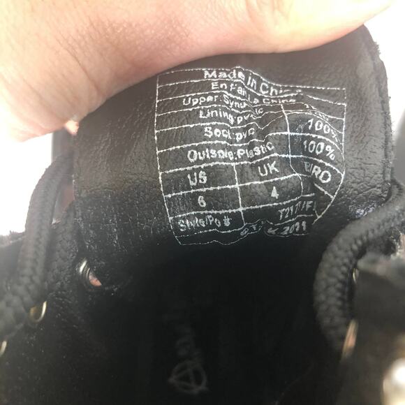 TUK Anarchic Boot Velvet Leopard Combat Moto Platform Lace Up Black US 6 - Picture 3 of 11